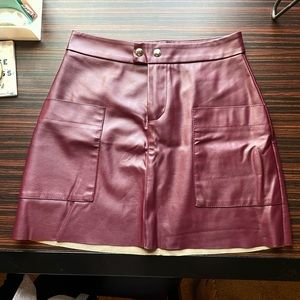 Trendy Burgundy Faux Leather Skirt